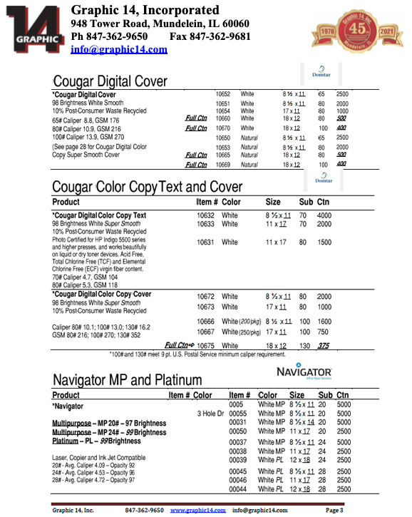 Catalog Offset Text Cover paper
